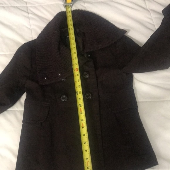 Mango Dark Brown Double Breasted Cotton Pea Coat Size Small - Picture 9 of 9